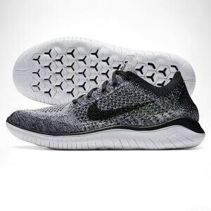 Nike Free Rn Flyknit 2018 White/Black Mens Running Shoes 942838 101 NEW